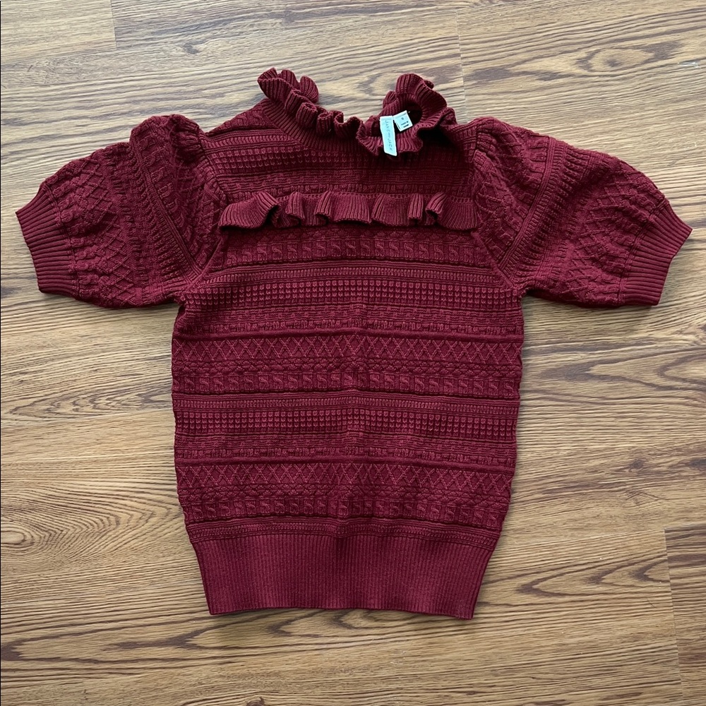 Janie and Jack Burgundy Knit Ruffle Sweater Top